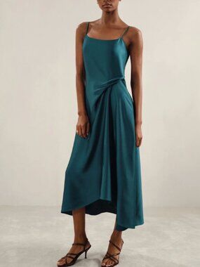 Reiss | Dresses | Nwt Reiss 39 Rosie Green Viscose Jersey Plunge Midi Dress  2 | Poshmark